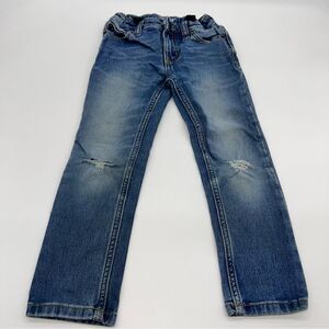 Cat & Jack Girls Skinny Medium Wash Distressed Denim Jeans w/Adjust Waist Size 5